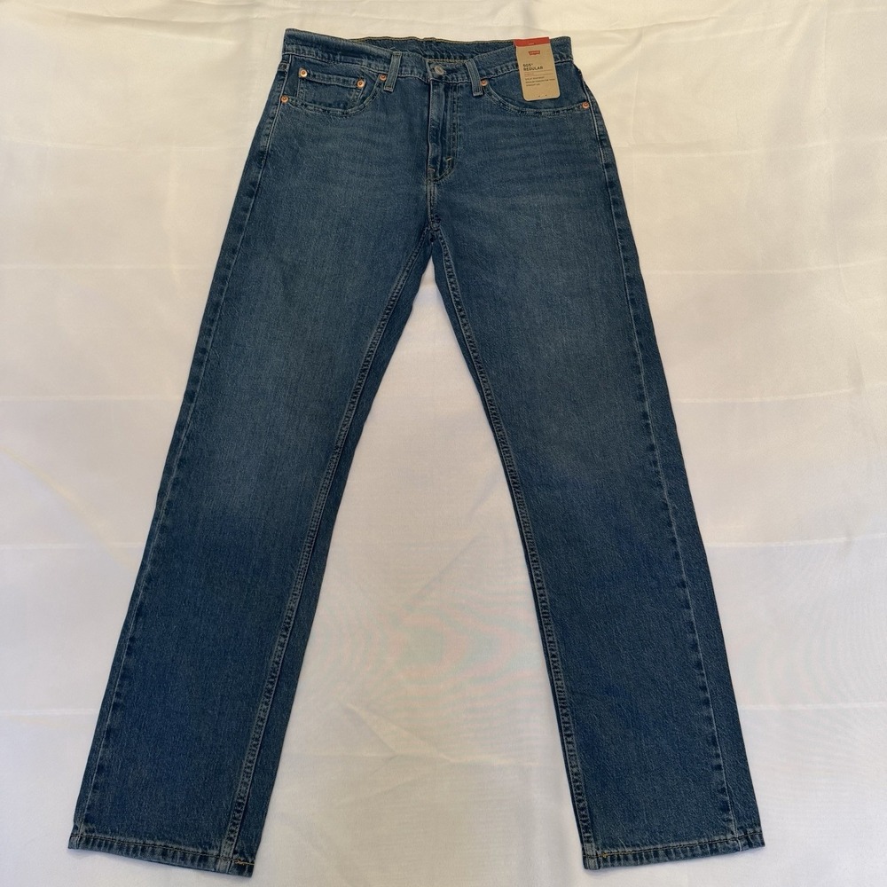 NWT Levis 505 Regular Straight Leg Stretch Blue Jeans Men Size 32x32